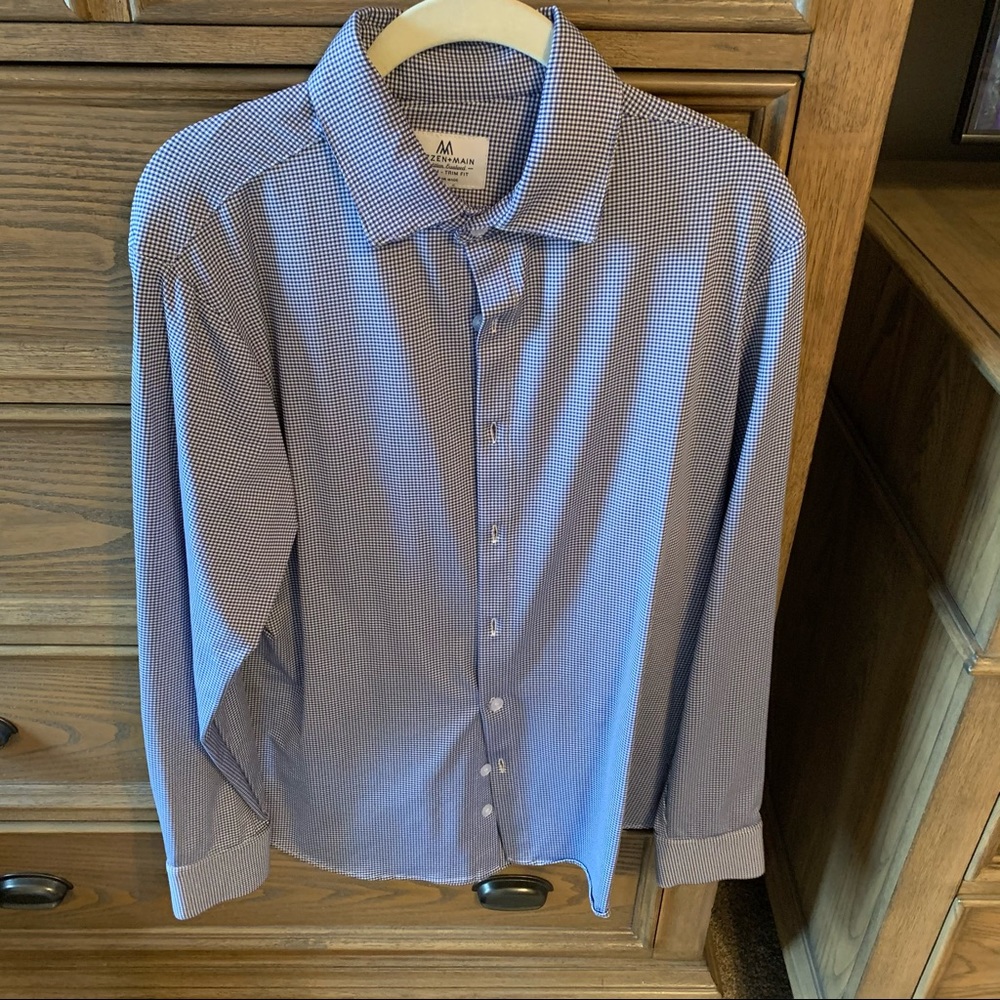Mizzen & Main navy gingham dress shirt